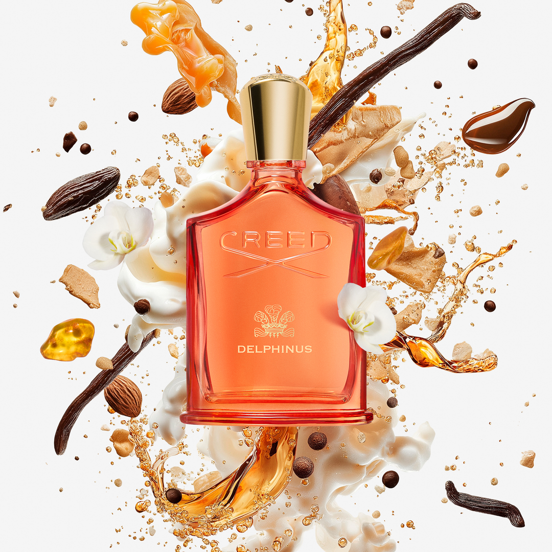 Delphinus 100mL — original Creed bottle and fragrance notes photograph