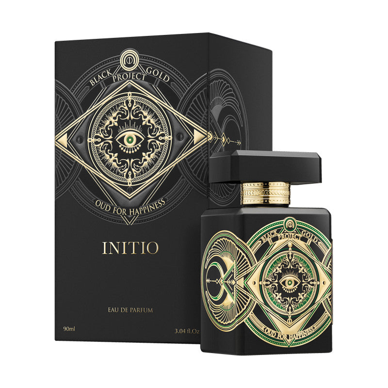 Oud for Happiness Eau de Parfum 90mL — original bottle and retail box photograph from Isolée, matching barcode 3701415900844