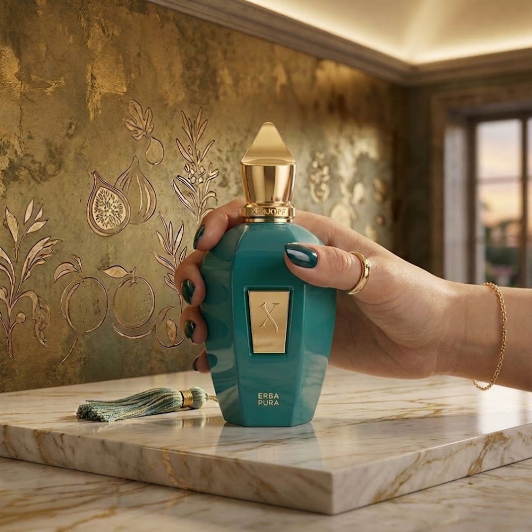 Xerjoff Erba Pura Eau de Parfum bottle lifestyle image