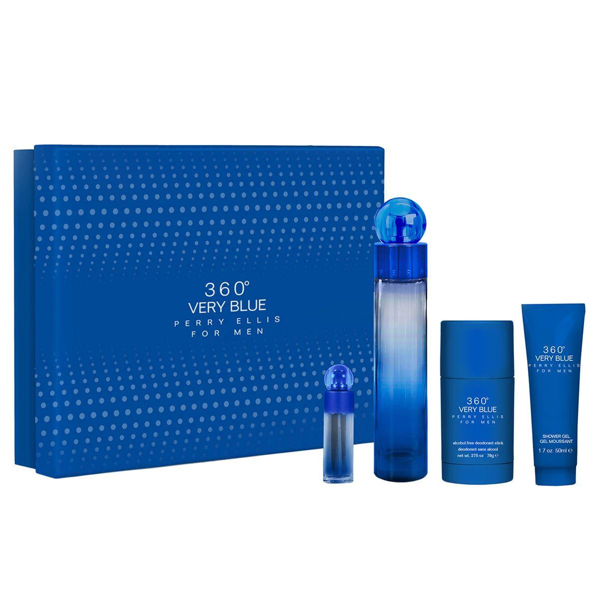 Perry Ellis 360 Very Blue EDT for Men Gift Set (4PC) - Wafa International